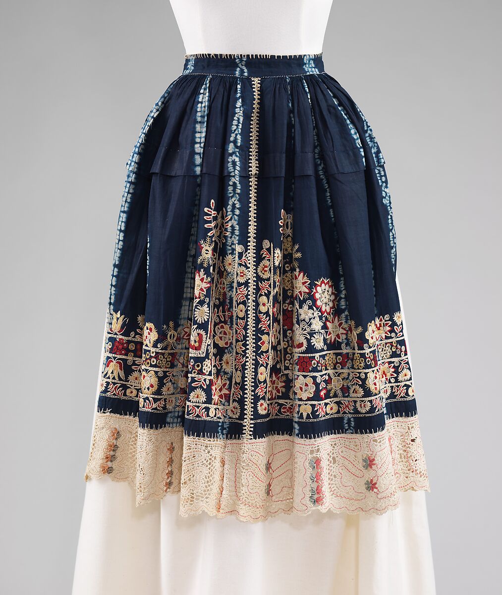 Apron, cotton, silk, wool, Czech 