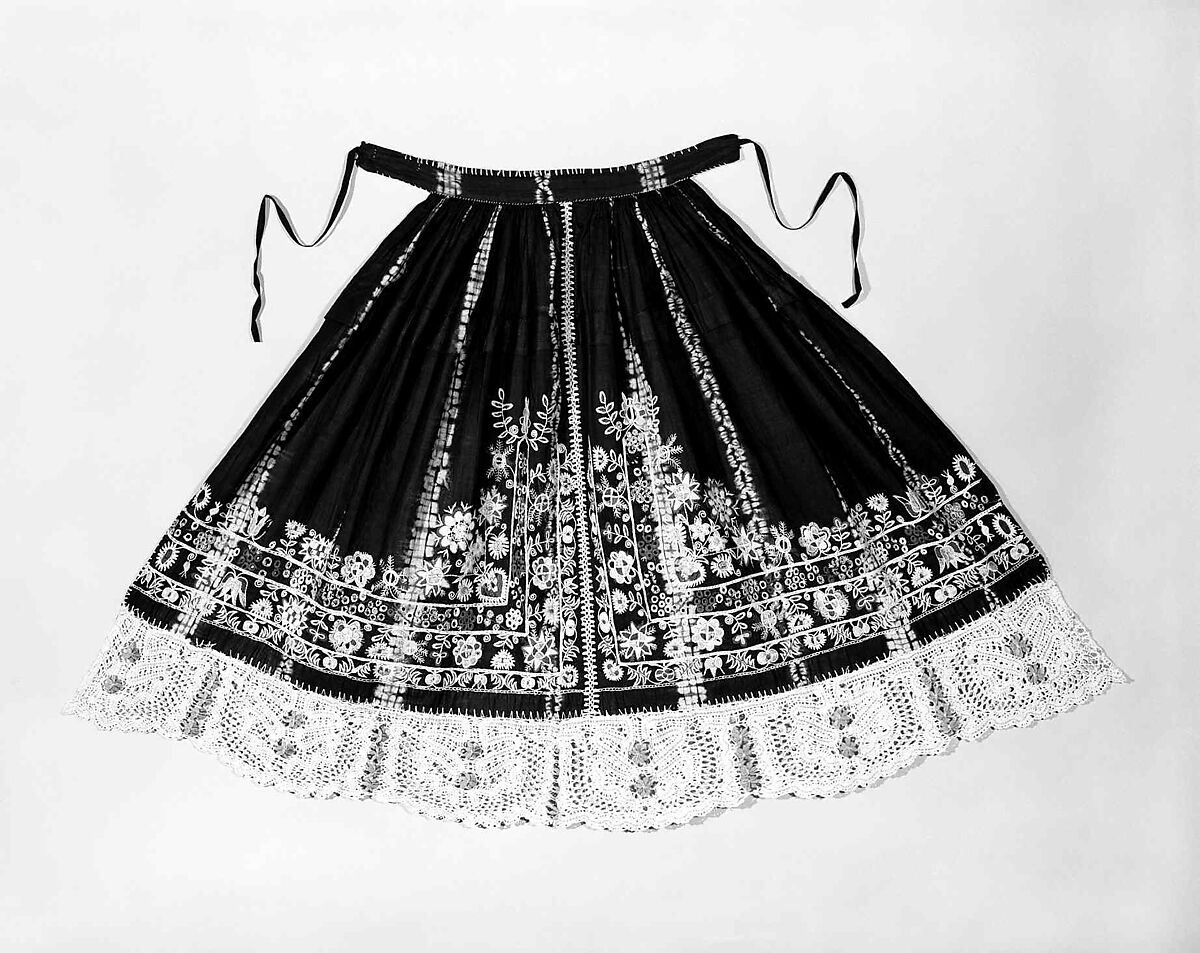 Apron, cotton, silk, wool, Czech