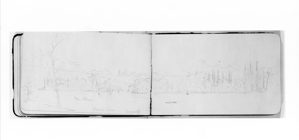 Fraser (?) River, Warnock (from Sketchbook), Albert Bierstadt (American, Solingen 1830–1902 New York), Graphite on wove paper, American