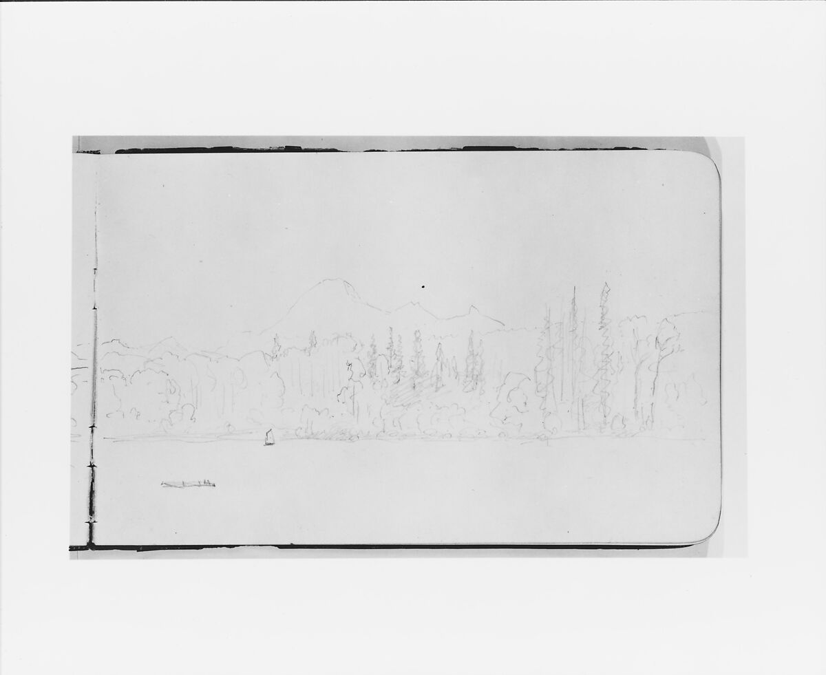 Fraser (?) River, Warnock (from Sketchbook), Albert Bierstadt (American, Solingen 1830–1902 New York), Graphite on wove paper, American 