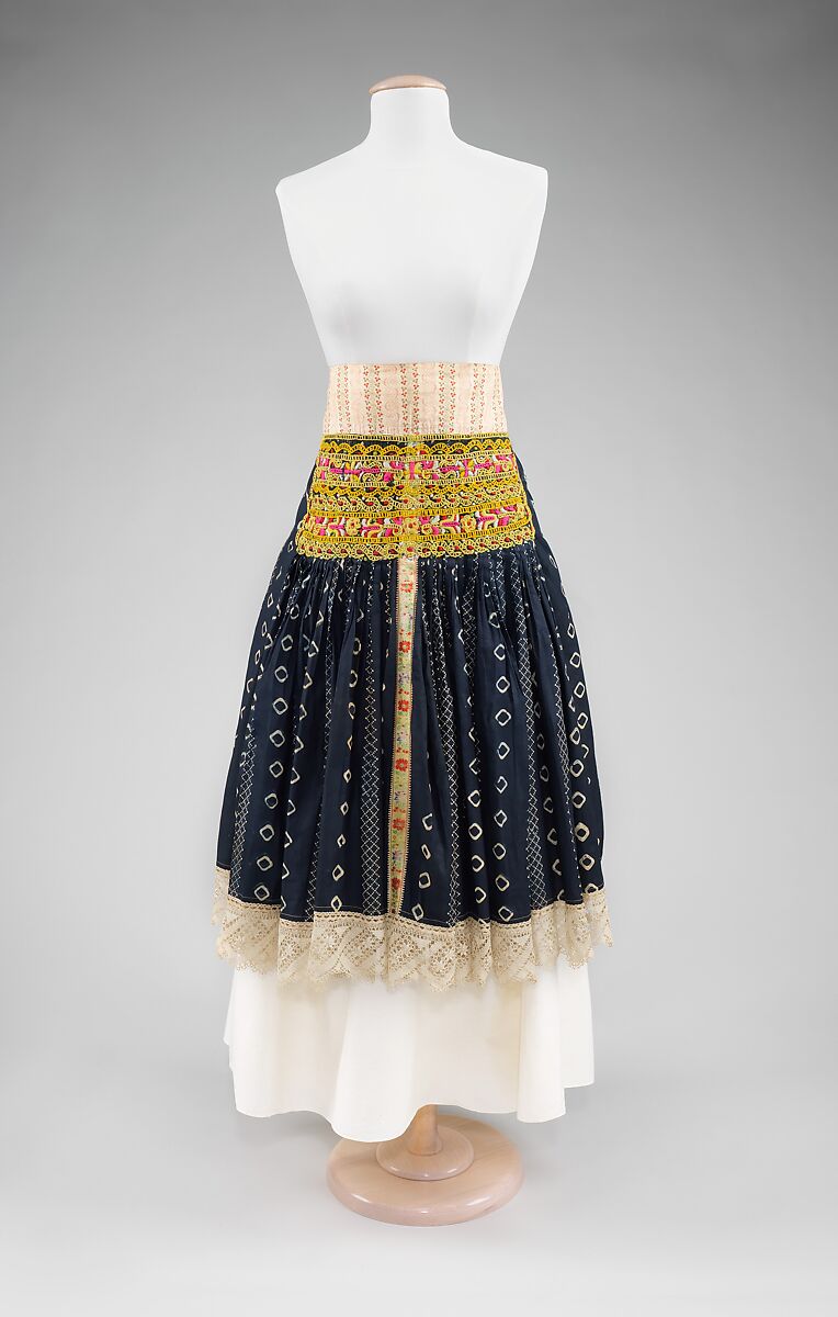 Apron, cotton, silk, wool, Slovak 