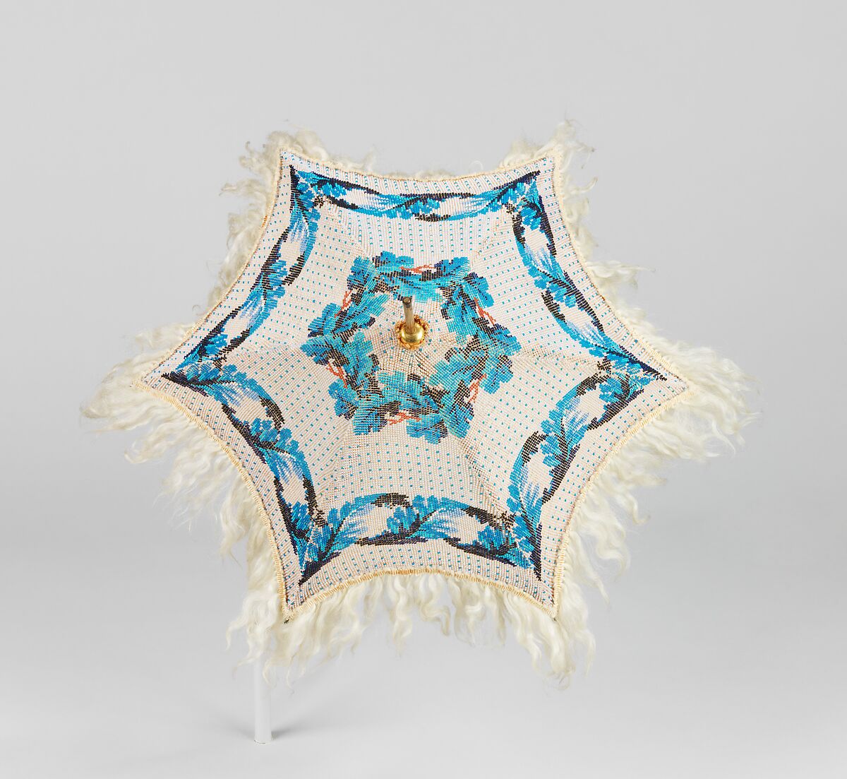 Parasol, glass, linen, hair, metal, ivory, silk, French