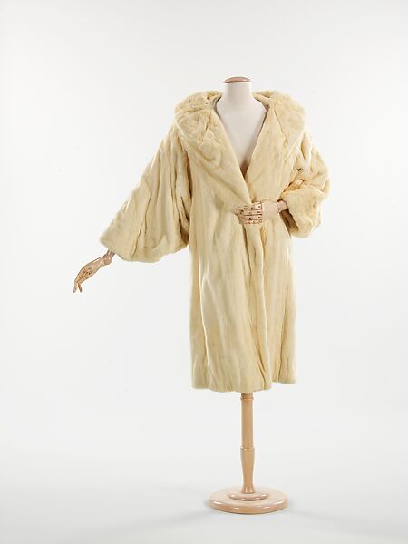 Evening coat, Revillon Frères (French, founded 1723), fur, silk, French 