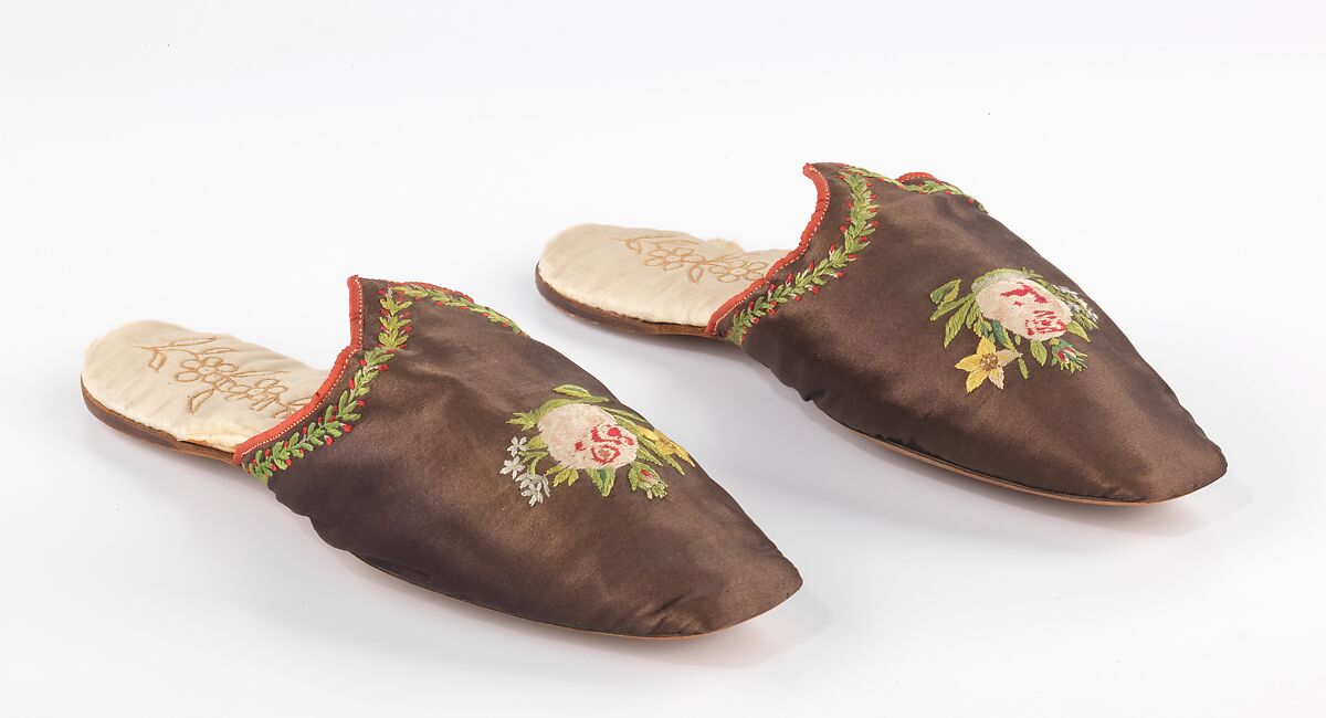 Slippers, silk, American 