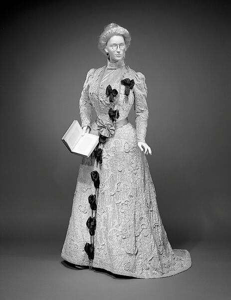 Afternoon dress, House of Worth (French, 1858–1956), silk, wool, rhinestones, French
