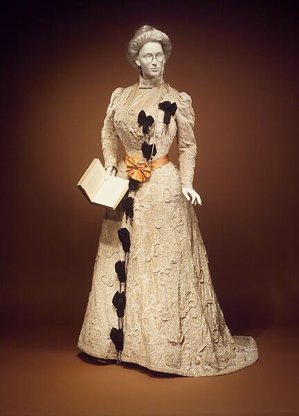 Afternoon dress, House of Worth (French, 1858–1956), silk, wool, rhinestones, French