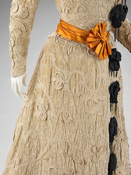 Afternoon dress, House of Worth (French, 1858–1956), silk, wool, rhinestones, French