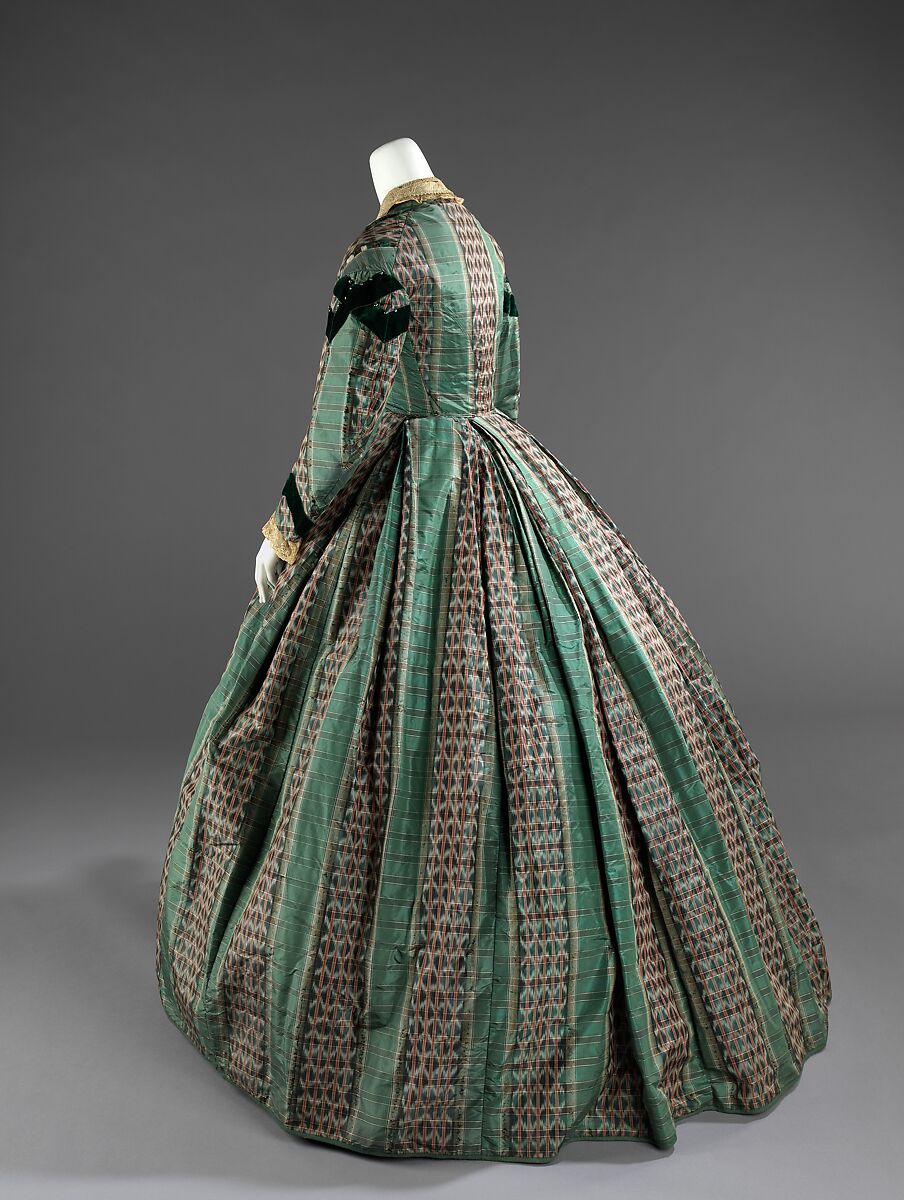 Dress, silk, metal, cotton, American