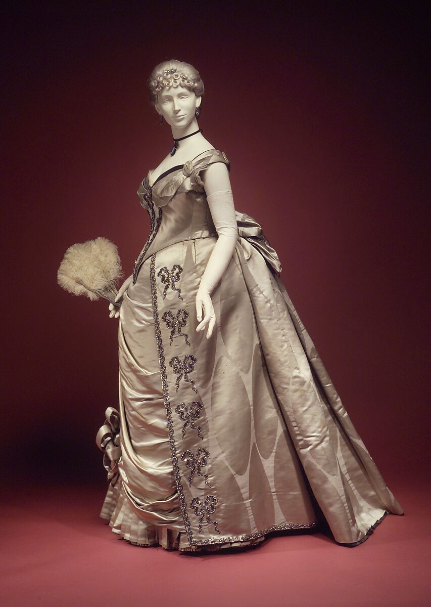 Evening dress, House of Worth (French, 1858–1956), silk, metal, French