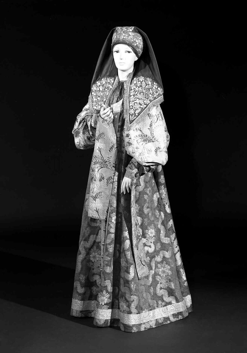 Ensemble, silk, cotton, metal, Russian