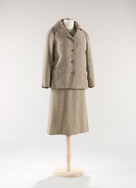 Dinner ensemble, Mainbocher (French and American, founded 1930), wool, fur, silk, rhinestones, American