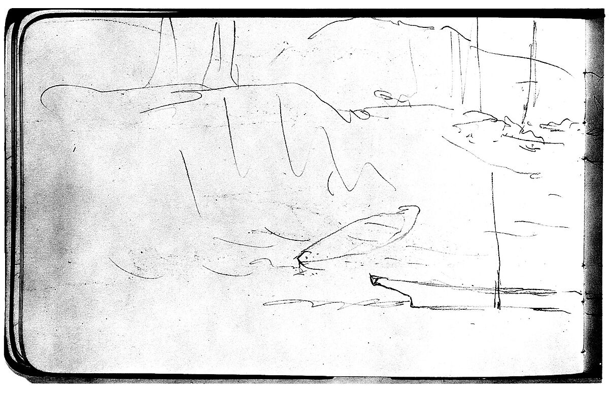 Sketch of Boats on a Shore (from Sketchbook), Albert Bierstadt (American, Solingen 1830–1902 New York), Graphite on wove paper, American 