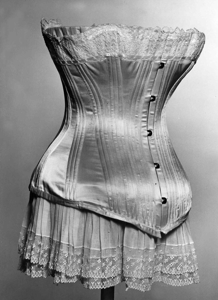 Corset, P.D., silk, cotton, baleen, metal, French