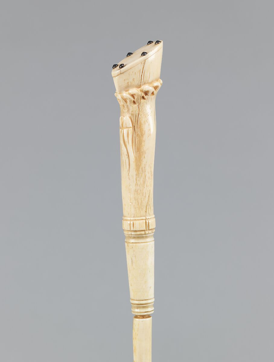 Parasol, silk, ivory, metal, American