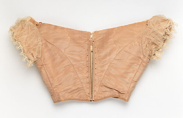 Evening dress, OLYMPE (American, active ca. 1851–1885), silk, mother-of-pearl, American