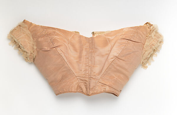 Evening dress, OLYMPE (American, active ca. 1851–1885), silk, mother-of-pearl, American