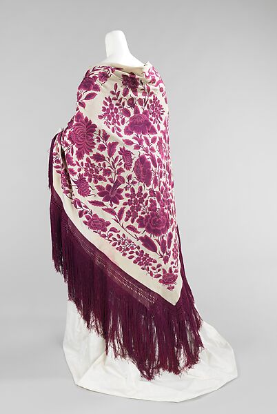 Shawl, silk, metal, Chinese