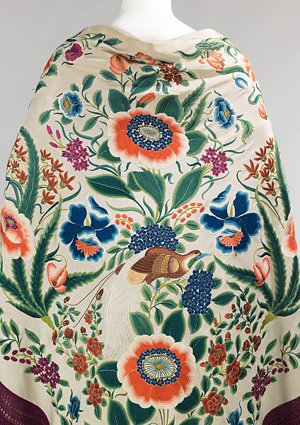 Shawl, silk, metal, Chinese