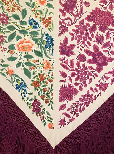 Shawl, silk, metal, Chinese