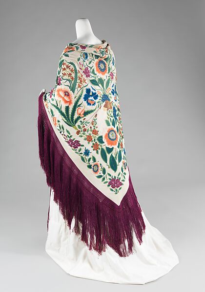 Shawl, silk, metal, Chinese 