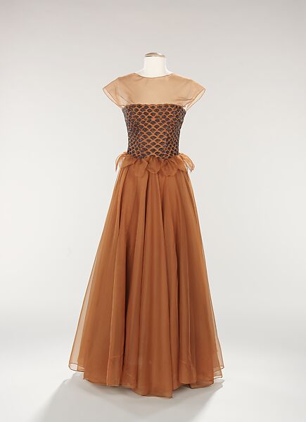 Evening dress, Hattie Carnegie, Inc. (American, 1918–1965), silk, beads, American 