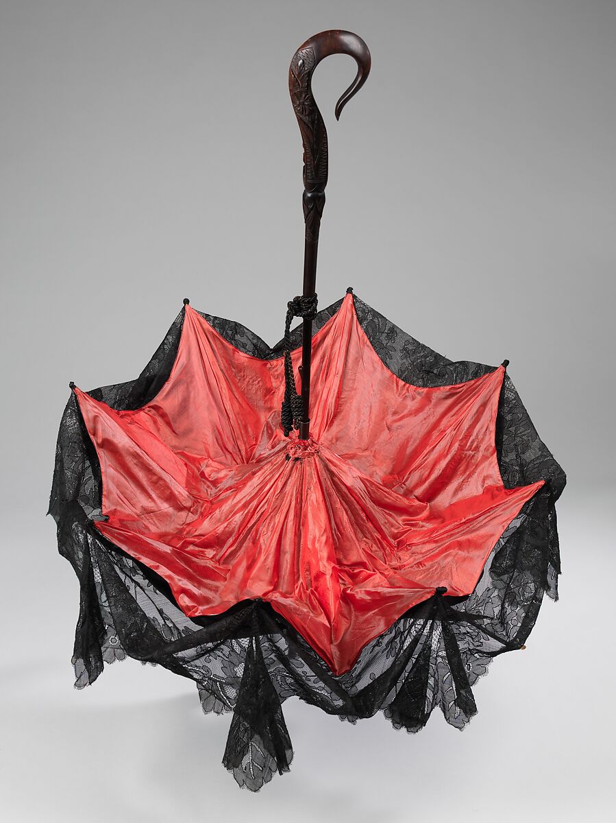 Parasol, silk, metal, wood, probably French