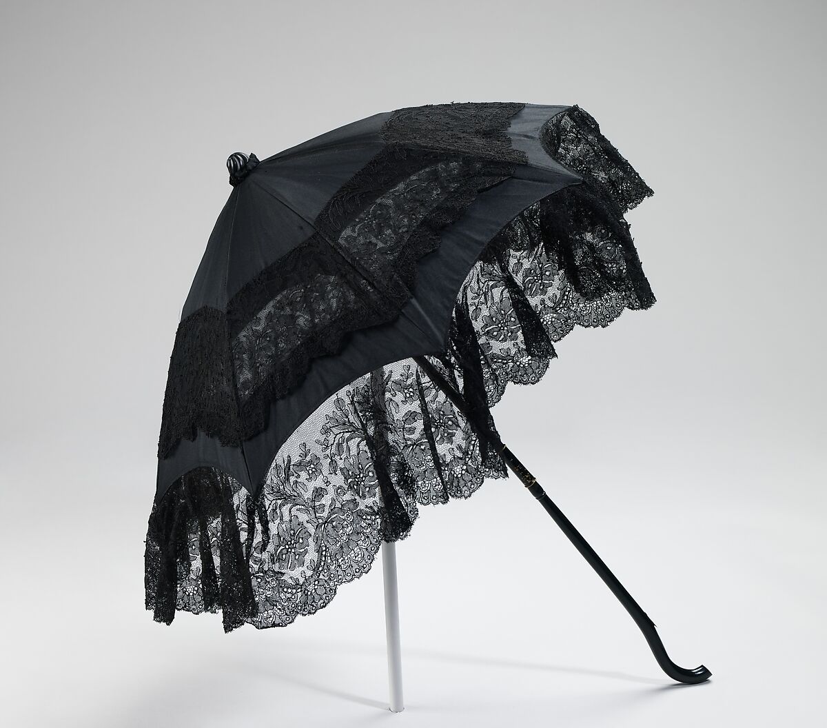 Parasol, silk, wood, metal, American 