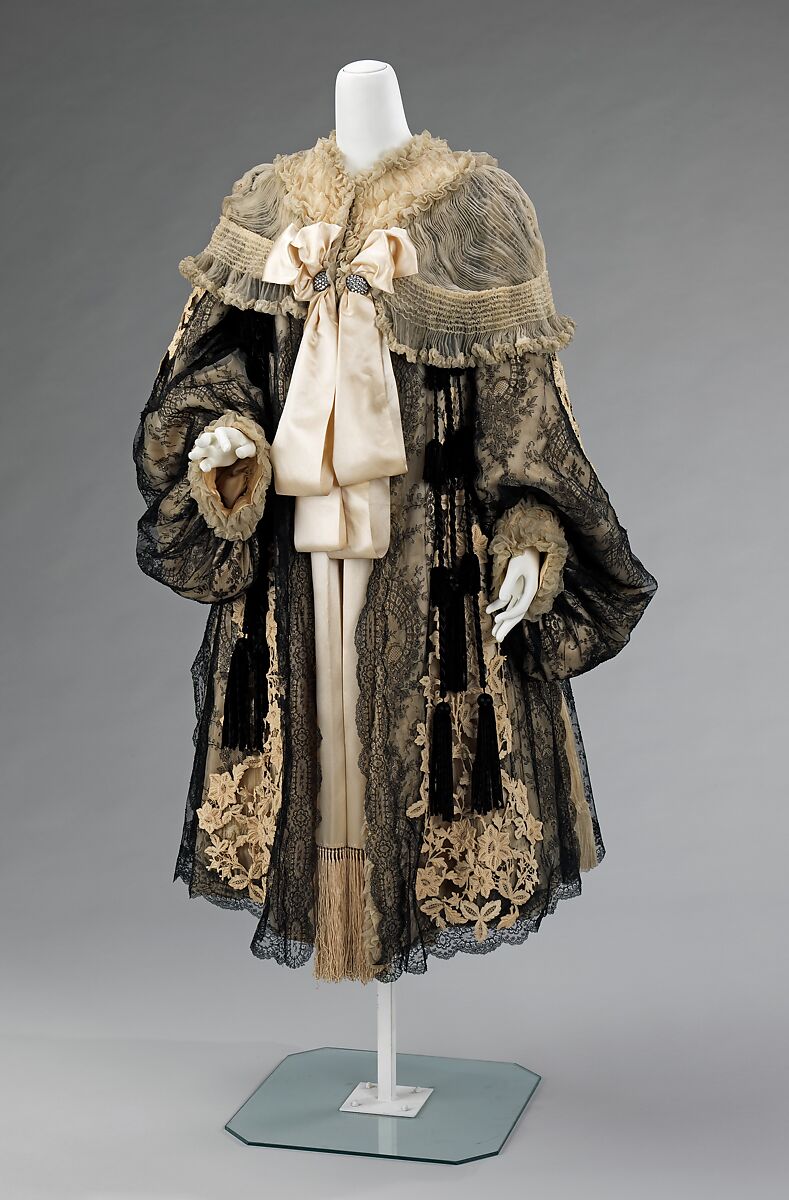 Evening coat, Rouff (French, 1844–1914), silk, rhinestones, French 