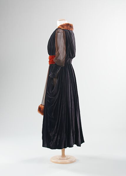 Evening dress, Marguerite, silk, fur, American