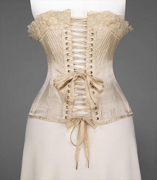 Wedding corset, Corset Parisien (French), silk, baleen, cotton, metal, French
