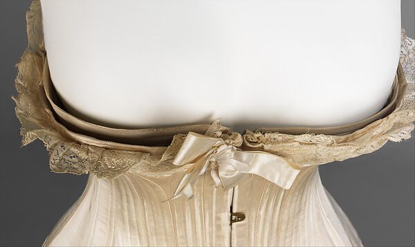 Wedding corset, Corset Parisien (French), silk, baleen, cotton, metal, French