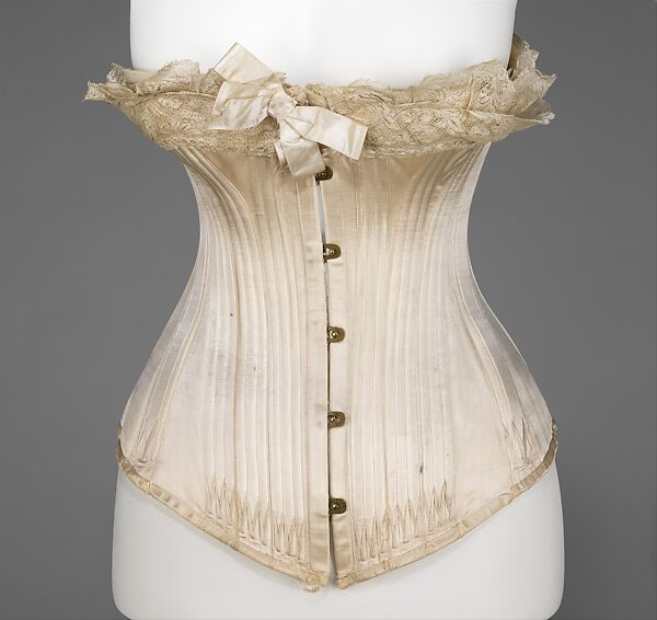 Wedding corset, Corset Parisien (French), silk, baleen, cotton, metal, French 