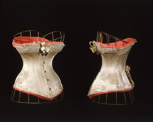 Wedding corset, Corset Parisien (French), silk, baleen, cotton, metal, French