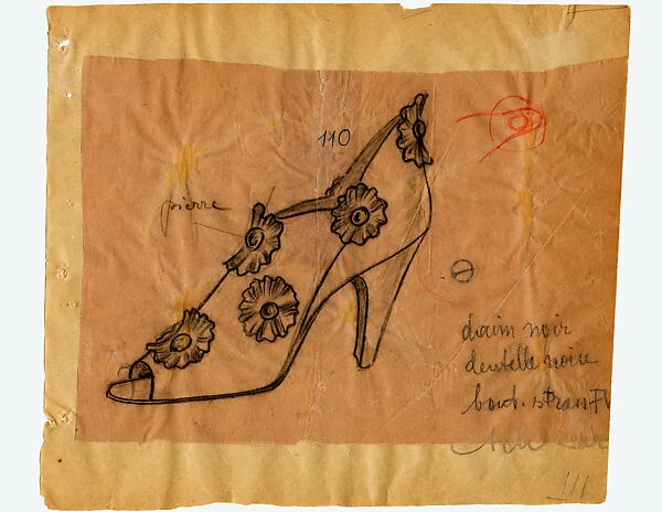 Model No. 110, Steven Arpad (French, 1904–1999), leather, cotton, rhinestones, wood, French