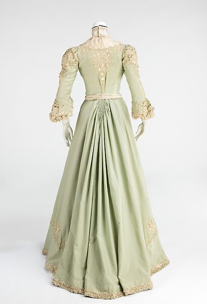 Promenade dress, wool, silk, American