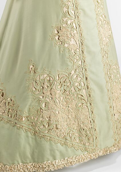 Promenade dress, wool, silk, American