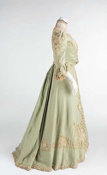 Promenade dress, wool, silk, American