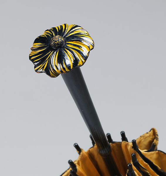 Parasol, silk, wood, metal, plastic, probably American