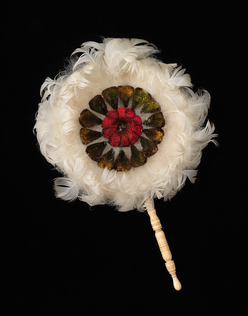 Fixed fan, ivory, feather, Brazilian 