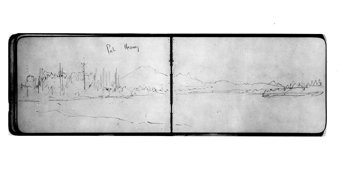 Port Havey (?) (from Sketchbook), Albert Bierstadt (American, Solingen 1830–1902 New York), Graphite on wove paper, American