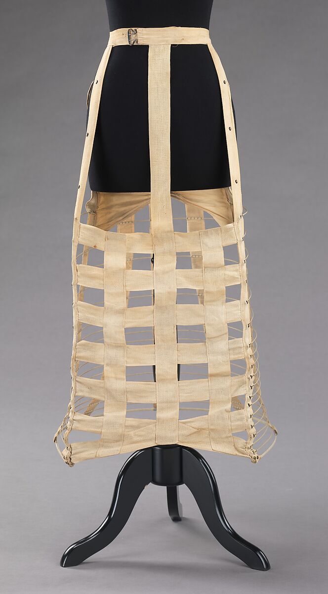 Bustle, linen, metal, American