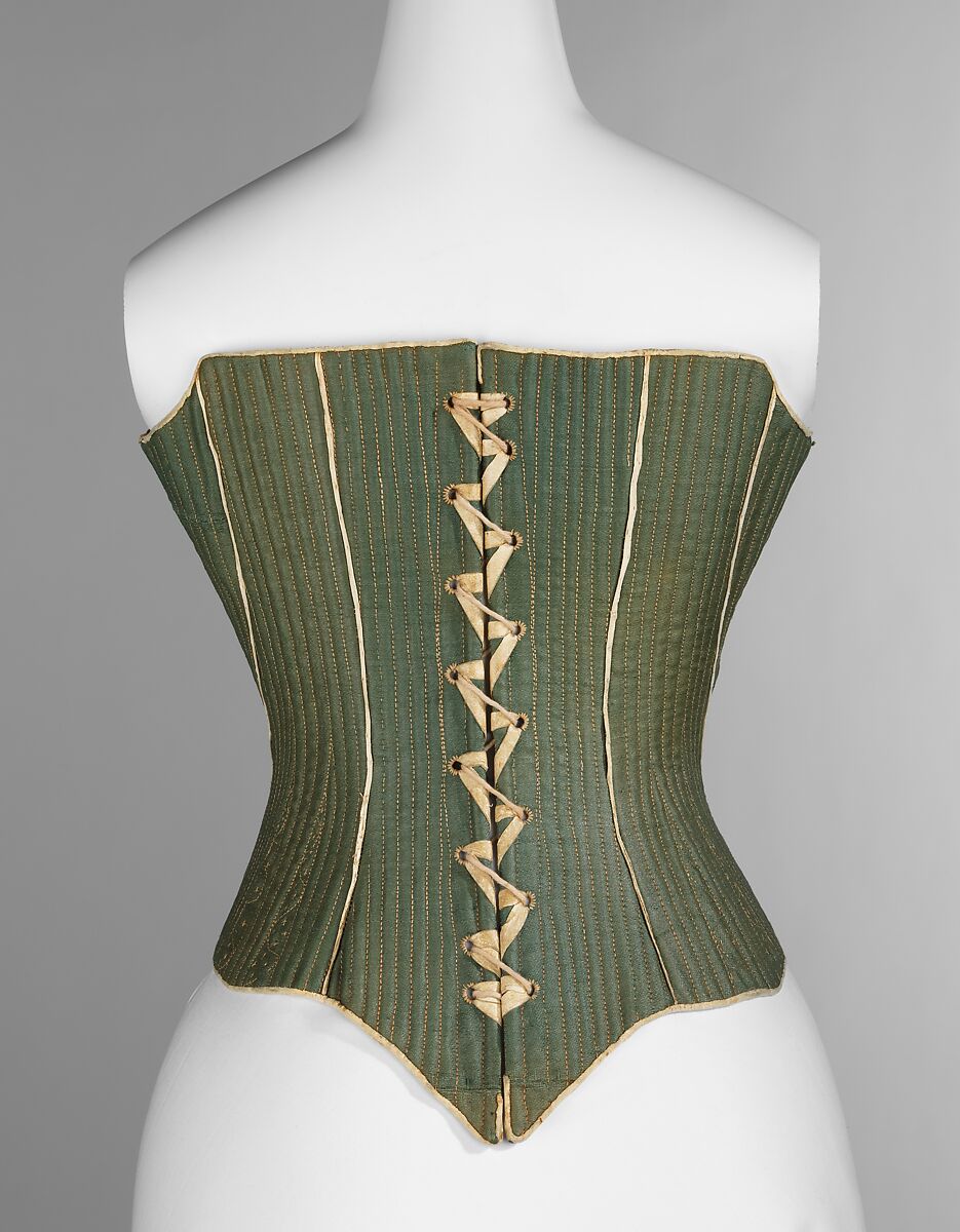 Corset, wool, leather, linen, reeds, American