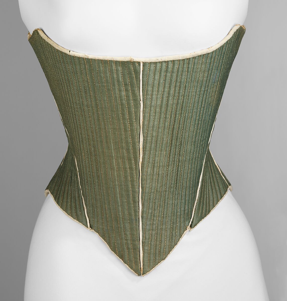 Corset, wool, leather, linen, reeds, American 