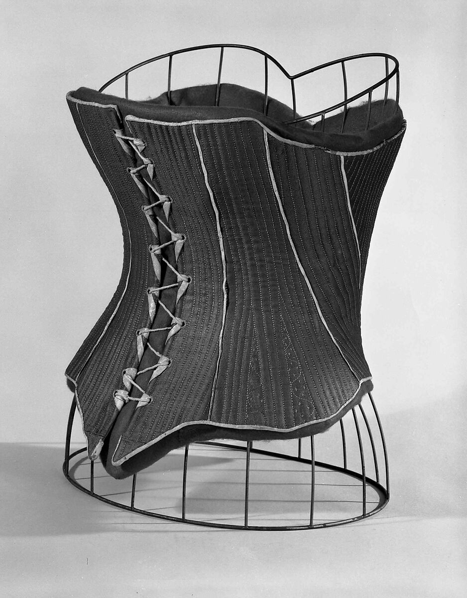 Corset, wool, leather, linen, reeds, American
