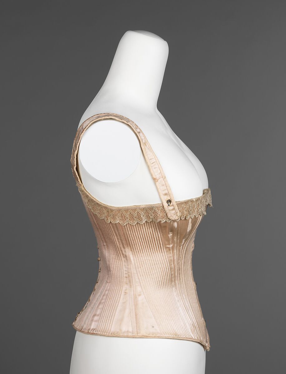 Corset, Worcester Corset Company (American, 1872–1901), cotton, metal, bone, American