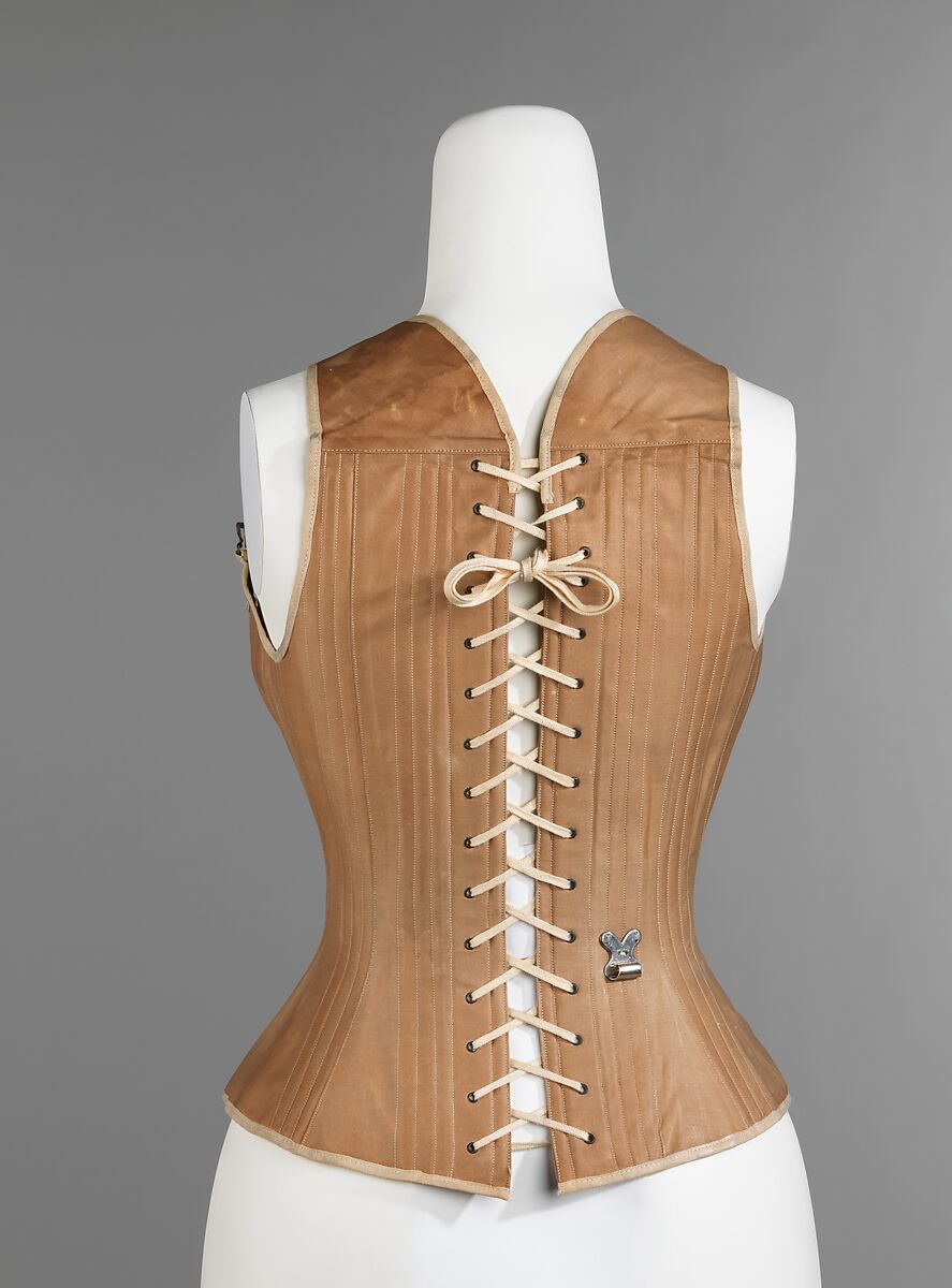 Corset, Madam Griswold's (American), cotton, metal, bone, American