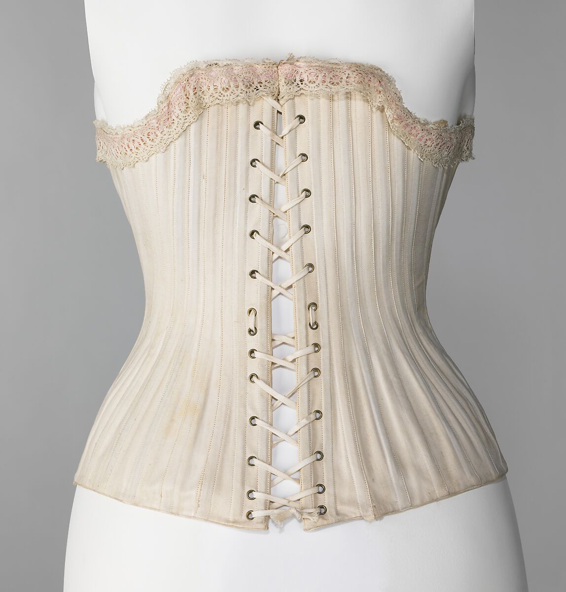 Corset, Carlson's, cotton, silk, metal, bone, probably British