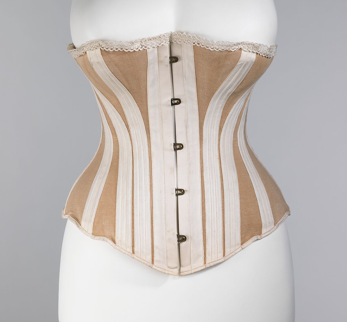 Corset, Worcester Corset Company (American, 1872–1901), cotton, metal, bone, American 