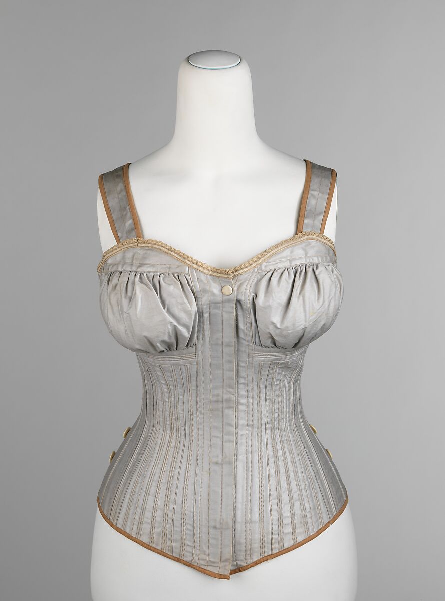 Corset, Worcester Corset Company (American, 1872–1901), cotton, metal, bone, American 