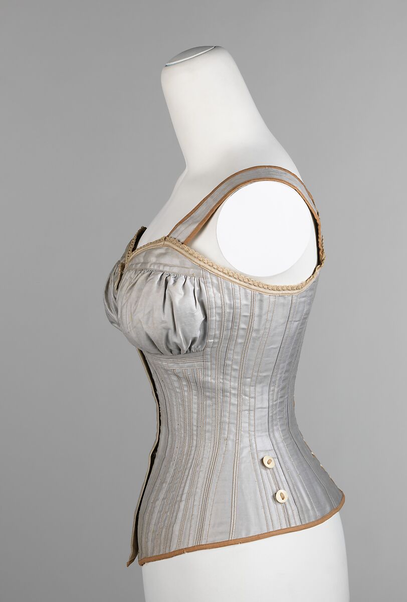 Corset, Worcester Corset Company (American, 1872–1901), cotton, metal, bone, American